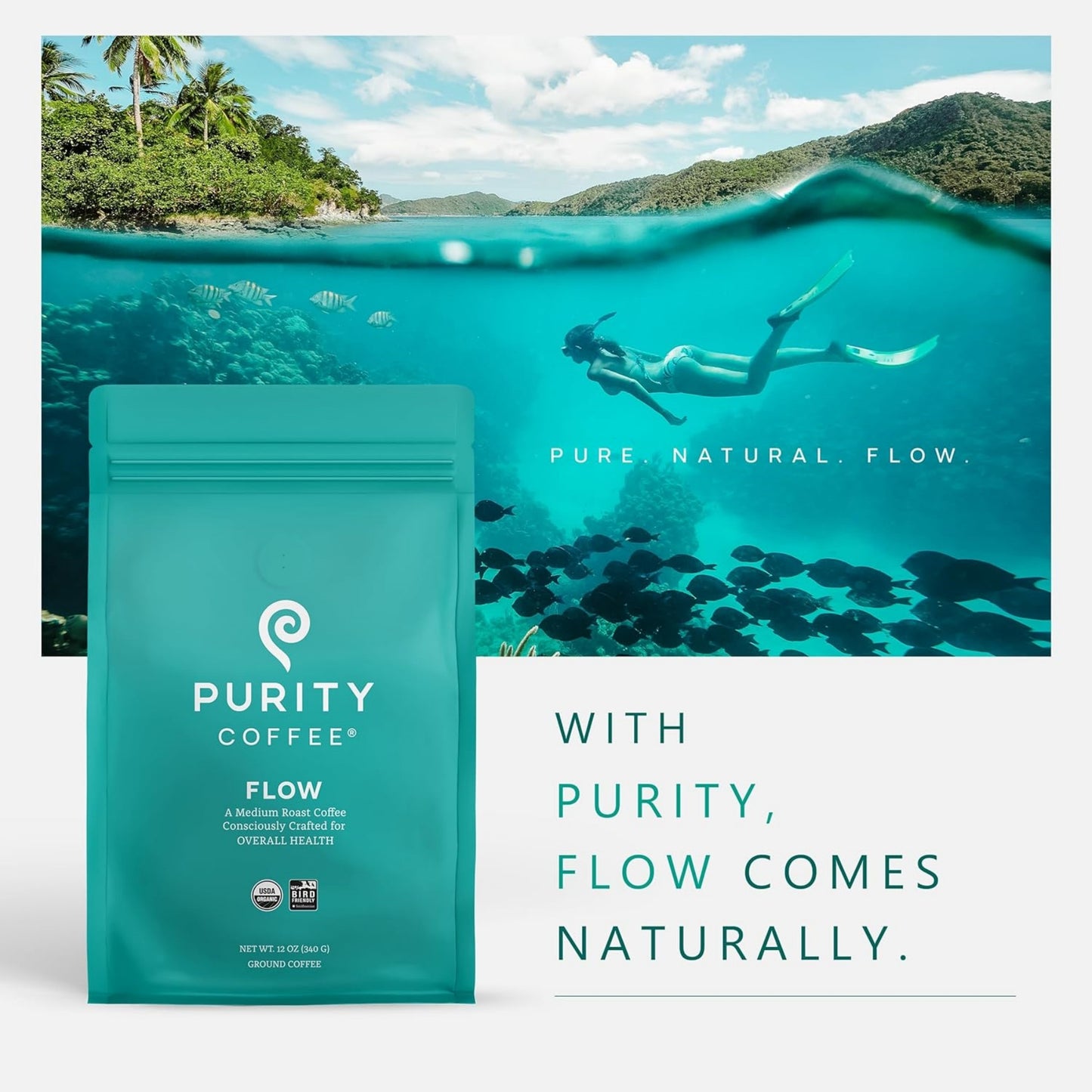 PURITY COFFEE Organic Whole Bean Coffee 12oz